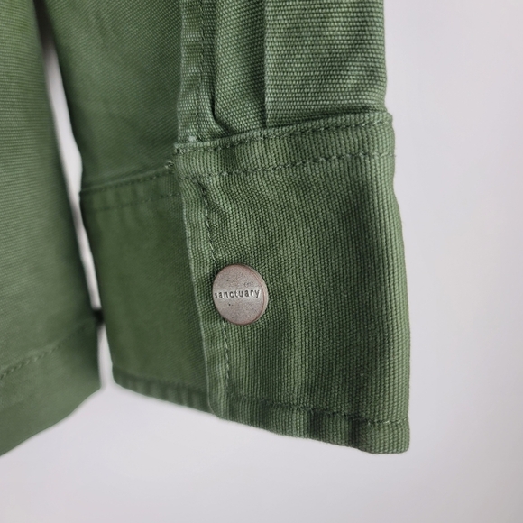 Sanctuary green jacket size large NWT cotton twill 4 pocket size large - Picture 8 of 9